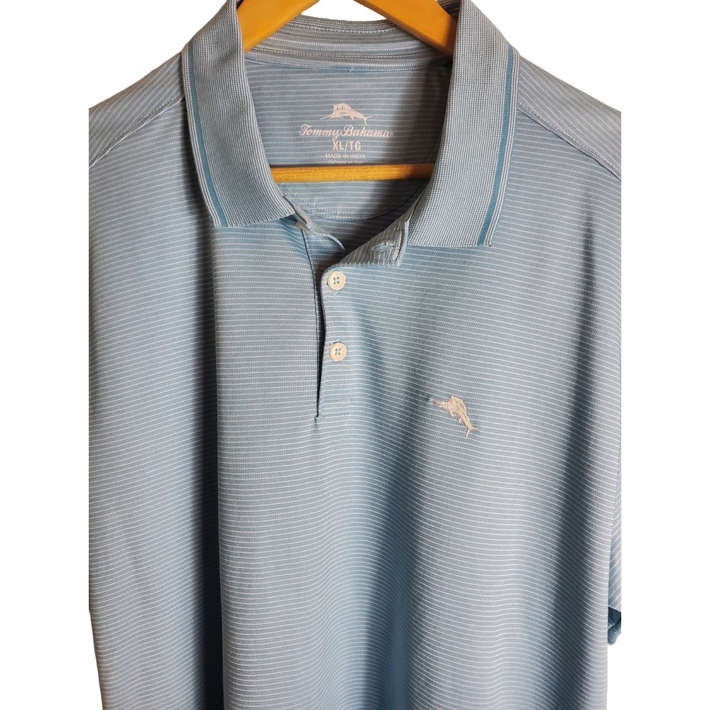 Tommy Bahama Men's XL Polo Shirt Light Blue Cotton Blend Golf Casual Comfort Fit